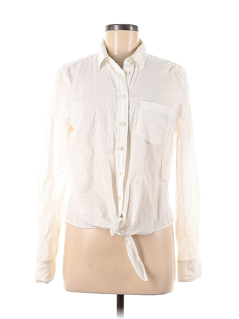 J.Crew Factory Store Ivory Long Sleeve Button-Down Shirt Size M - photo 1