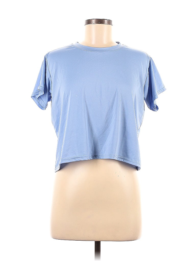 Real Essentials Blue Short Sleeve Blouse Size M - photo 1