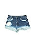 Lee Acid Wash Print Ombre Blue Denim Shorts Size 6 - photo 1