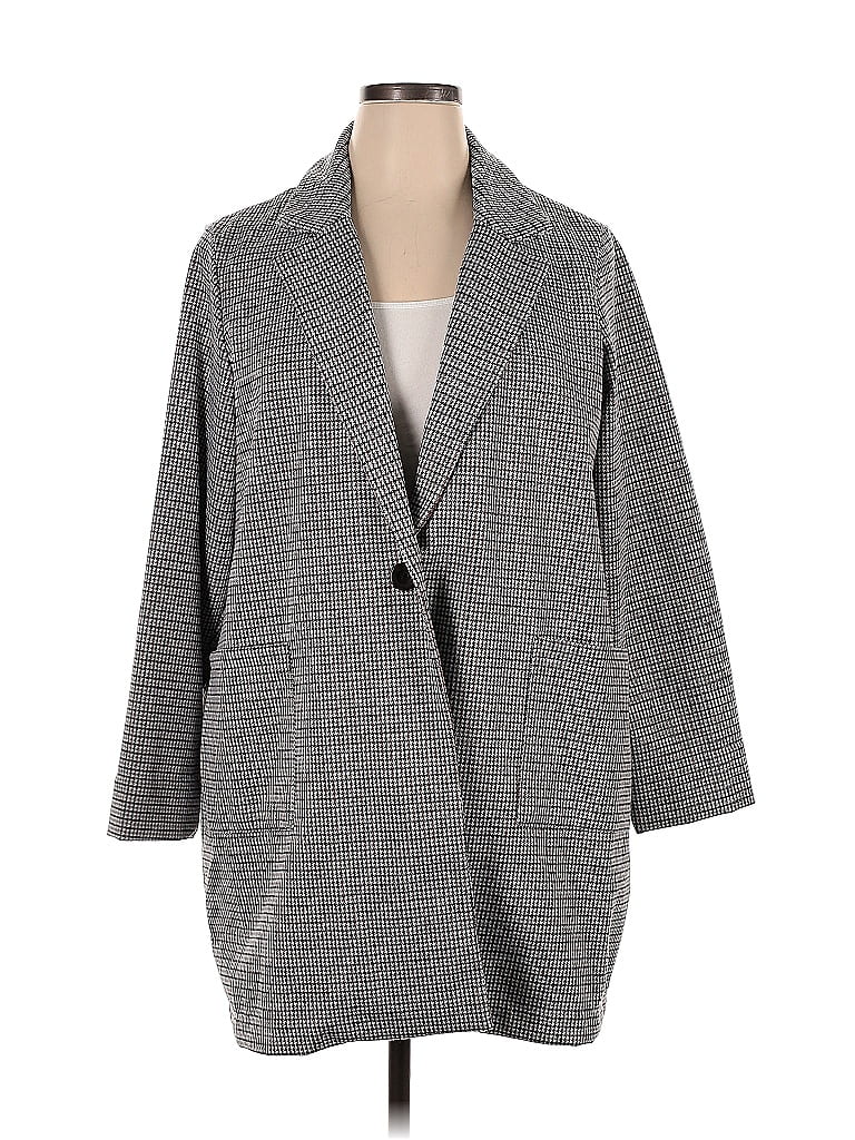 Philosophy Republic Clothing Houndstooth Marled Checkered-gingham Plaid Gray Blazer Size 1X (Plus) - photo 1
