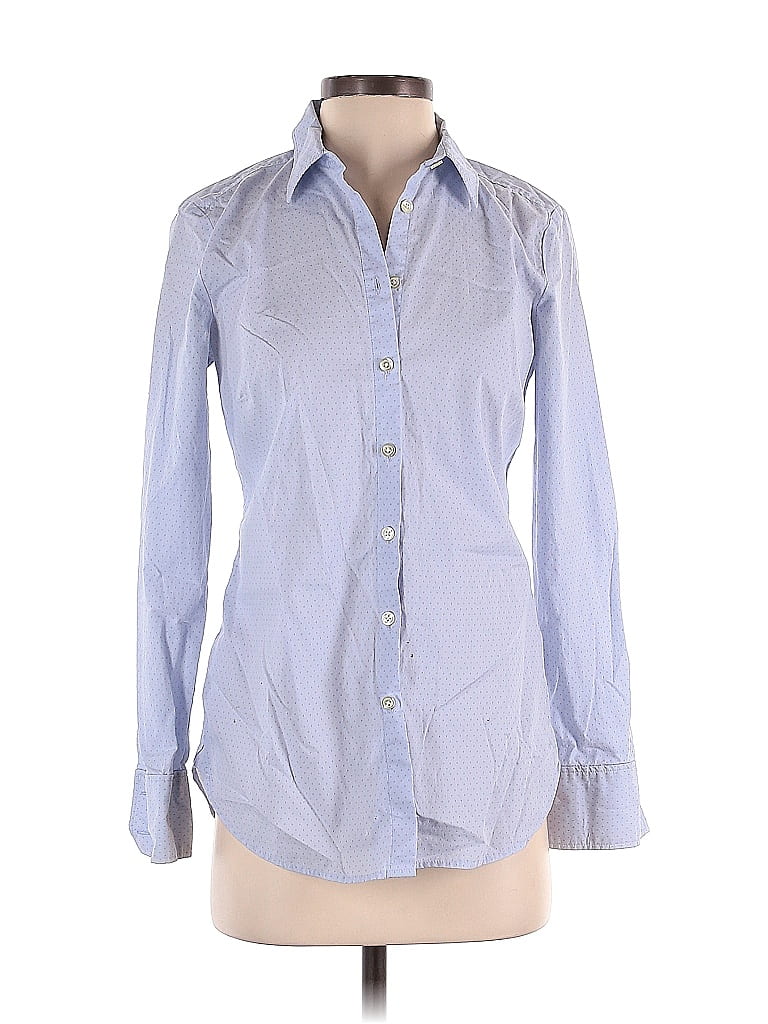 Ann Taylor 100% Cotton Blue Long Sleeve Blouse Size 2 - photo 1