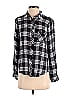 Le Lis 100% Rayon Plaid Black Long Sleeve Button-Down Shirt Size S - photo 1