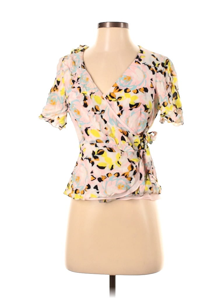 Nanette Lepore 100% Silk Yellow Short Sleeve Blouse Size 2 - photo 1