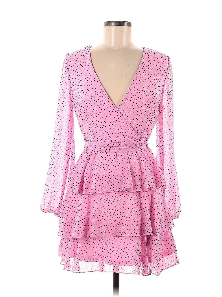 Quiz 100% Polyester Polka Dots Pink Casual Dress Size 2 - photo 1