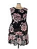 Connected Apparel 100% Polyester Floral Motif Graphic Jacquard Damask Black Casual Dress Size 18 (Plus) - photo 1