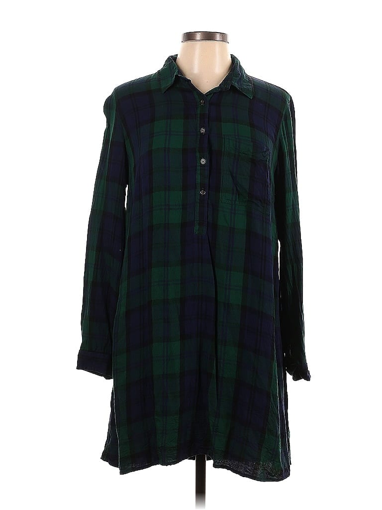 Old Navy 100% Viscose Plaid Green Casual Dress Size L - photo 1
