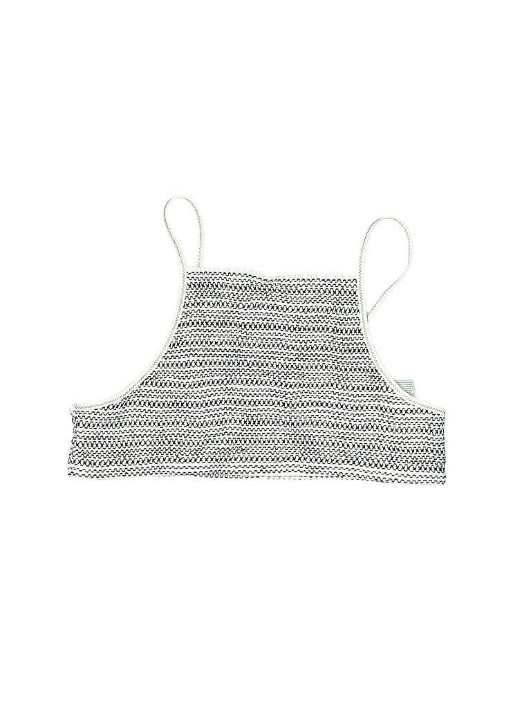 kisuii Fair Isle Chevron-herringbone Marled Tweed Gray Swimsuit Top Size L - photo 1