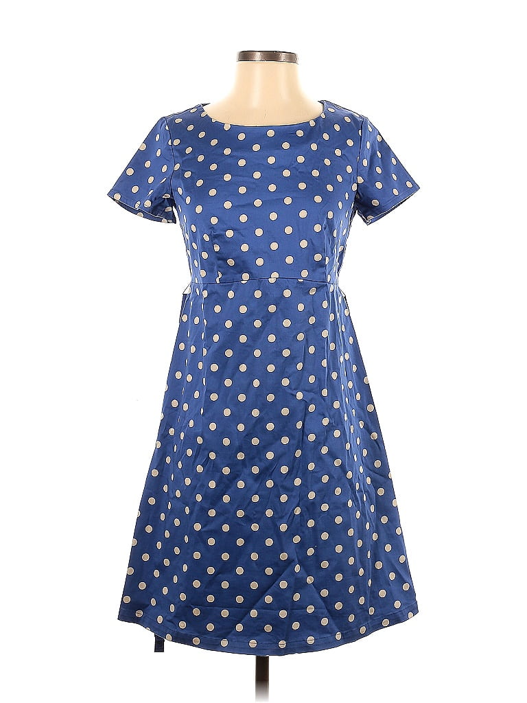 Seraphine Jacquard Stars Polka Dots Blue Casual Dress Size 2 (Maternity) - photo 1