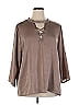Hayden 100% Polyester Brown 3/4 Sleeve Blouse Size 1X - photo 1