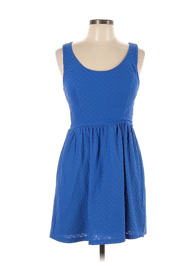 Candie's Solid Blue Casual Dress Size L - photo 1