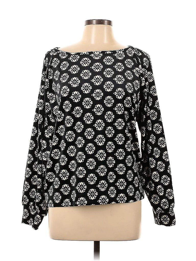 Ann Taylor LOFT Jacquard Baroque Print Brocade Black Pullover Sweater Size L - photo 1