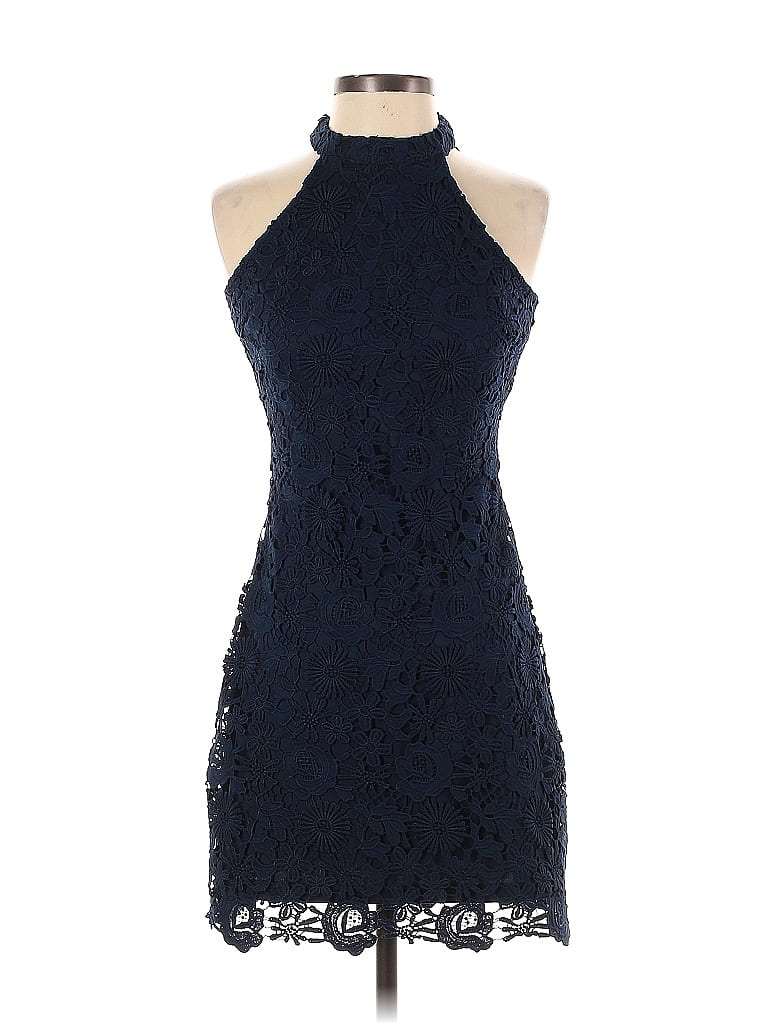 Lulus 100% Polyester Jacquard Blue Cocktail Dress Size S - photo 1