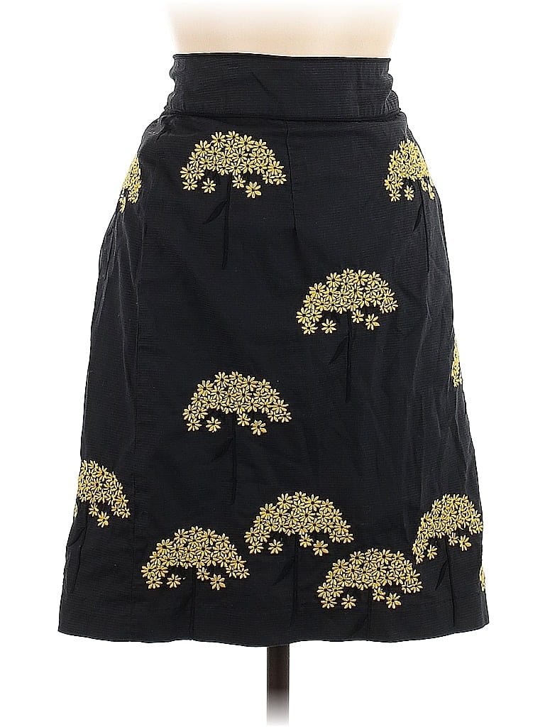Floreat Jacquard Tortoise Floral Motif Damask Paisley Baroque Print Batik Brocade Graphic Black Casual Skirt Size 8 - photo 1