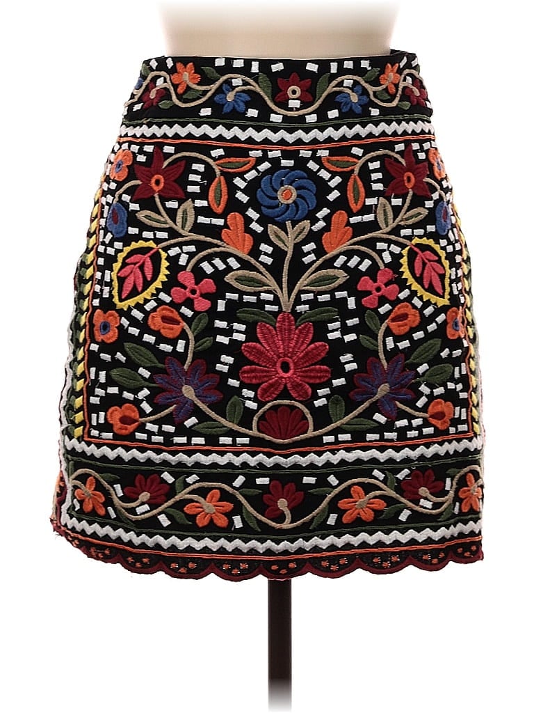 Zara Jacquard Floral Motif Paisley Fair Isle Baroque Print Batik Brocade Black Casual Skirt Size XS - photo 1
