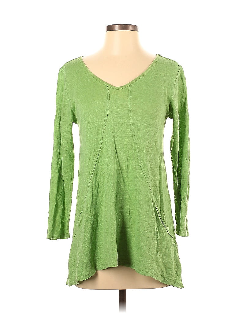 Habitat 100% Linen Green Long Sleeve T-Shirt Size S - photo 1