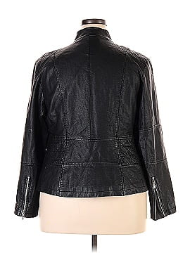 Black Rivet Faux Leather Jacket (view 2)