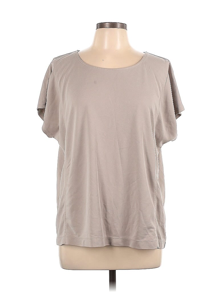 Purejill Solid Gray Short Sleeve T-Shirt Size L - photo 1