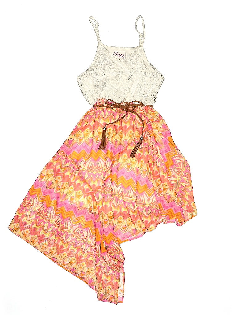 Bloome de Jeune Fille 100% Polyester Acid Wash Print Paisley Batik Tie-dye Orange Dress Size 8 - photo 1