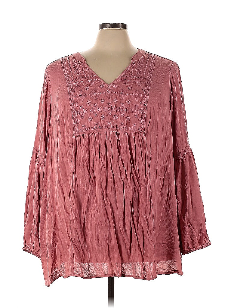 Torrid 100% Rayon Pink Long Sleeve Blouse Size 4X Plus (4) (Plus) - photo 1