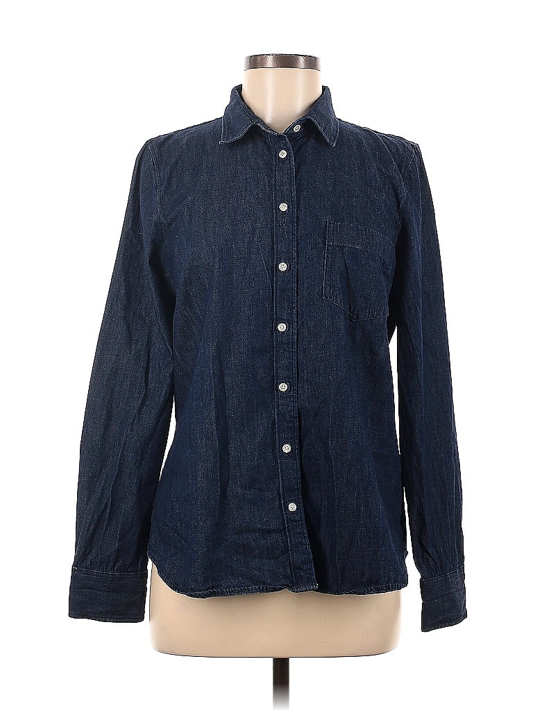 J.Crew Factory Store 100% Cotton Blue Long Sleeve Button-Down Shirt Size M - photo 1