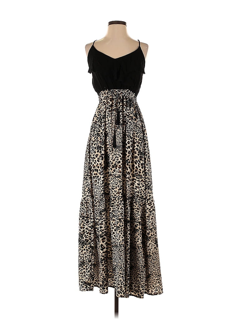 Pink Lily 100% Cotton Animal Print Leopard Print Black Casual Dress Size S - photo 1