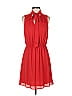French Grey 100% Polyester Solid Red Casual Dress Size 1 - photo 1