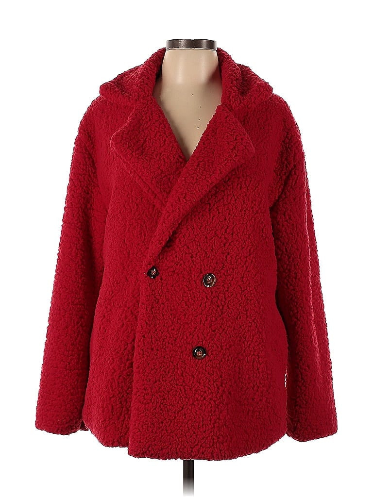 Unbranded 100% Polyester Red Faux Fur Jacket Size L - photo 1