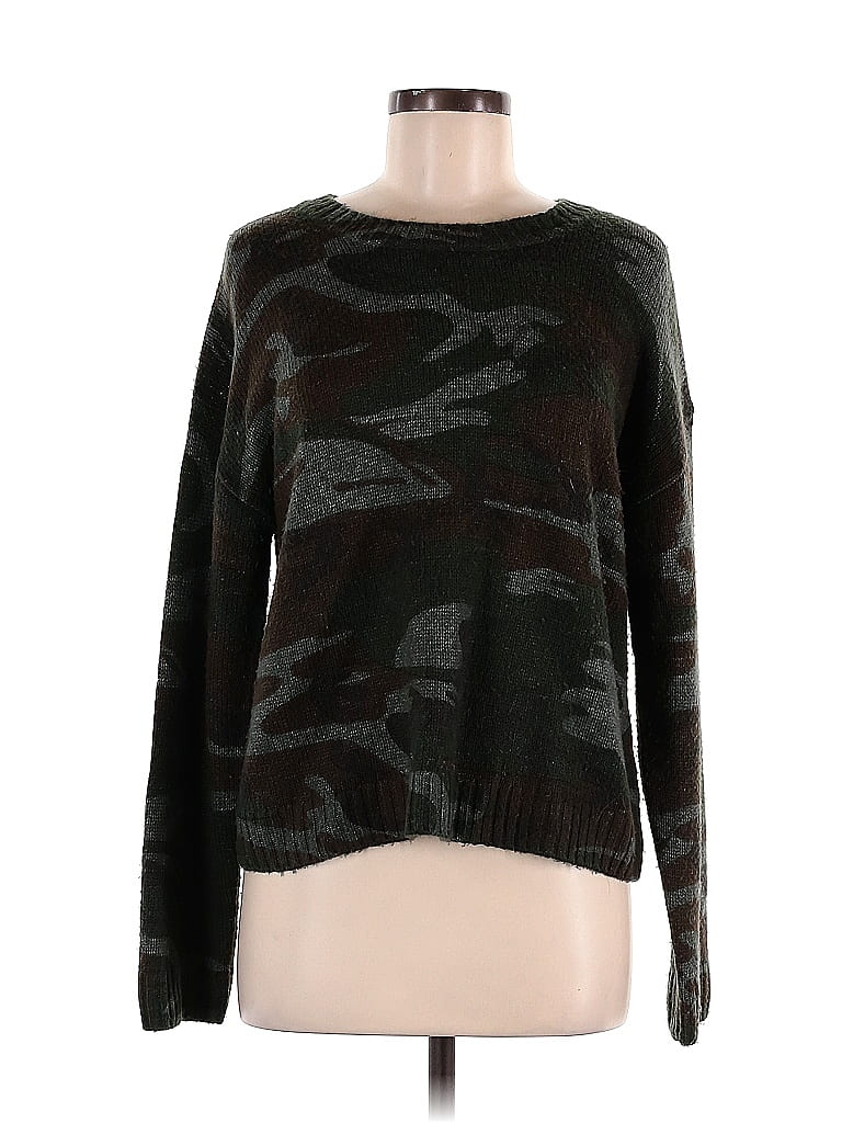 Rails 100% Wool Jacquard Tortoise Snake Print Animal Print Camo Black Wool Pullover Sweater Size M - photo 1