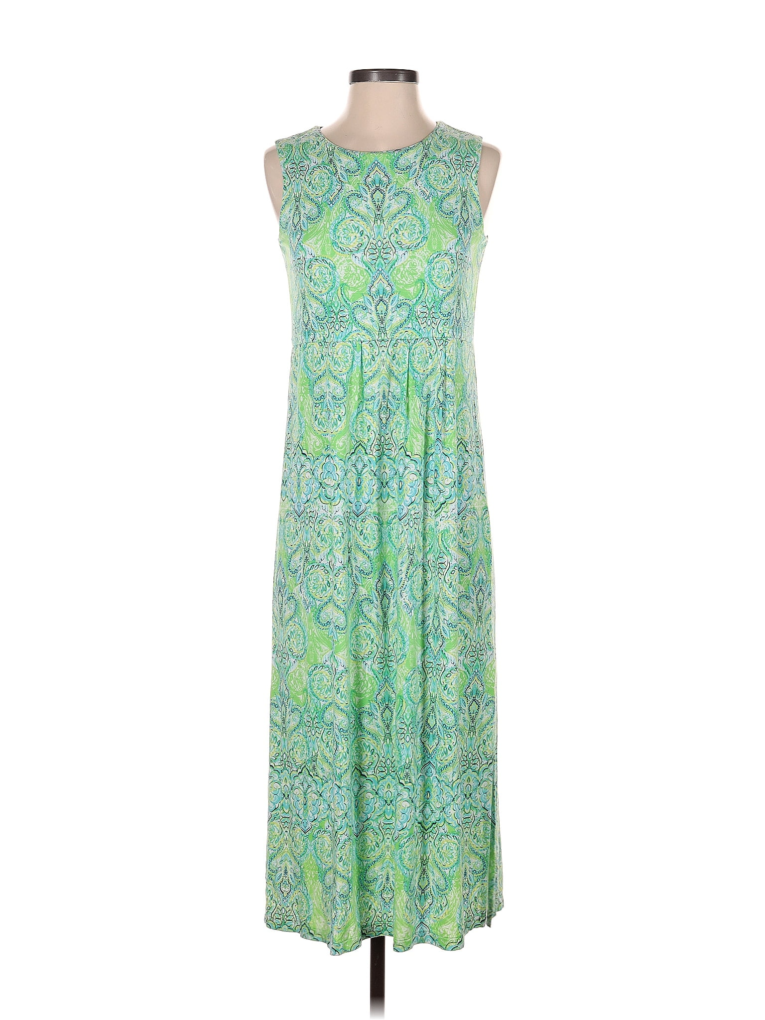 J.Jill Floral Motif Acid Wash Print Paisley Green Casual Dress Size XS ...