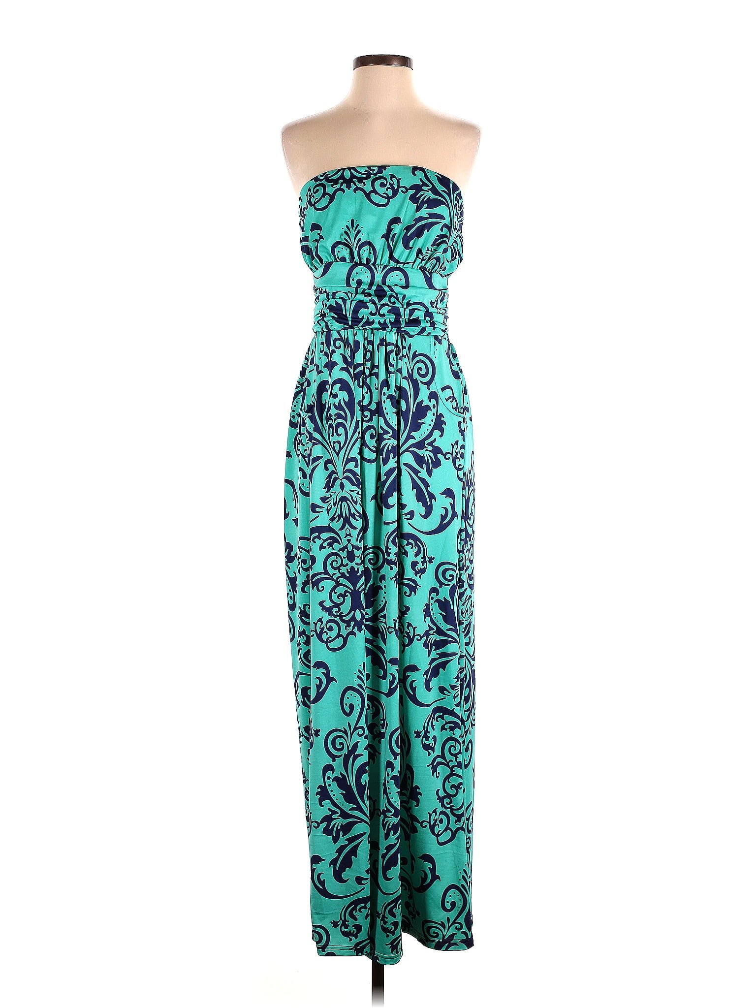 Unbranded Damask Paisley Teal Cocktail Dress Size S 59 Off Thredup