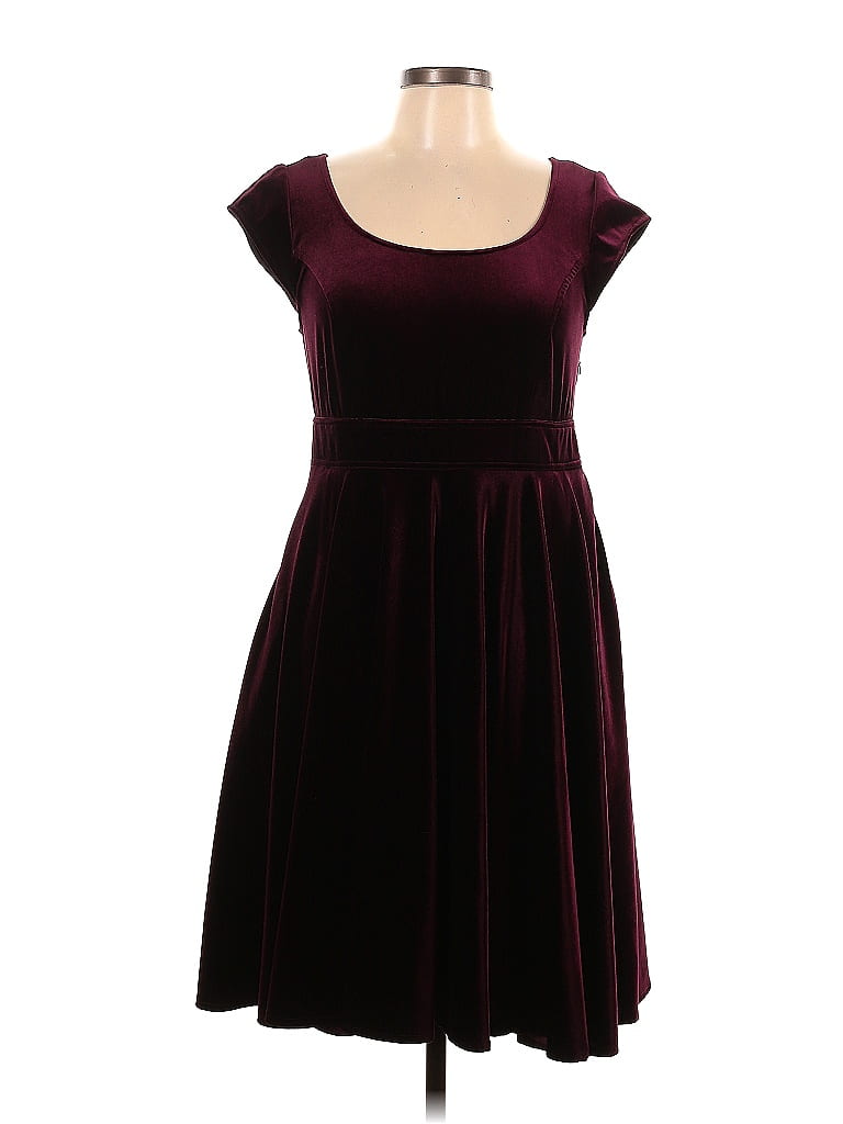 eShakti Solid Burgundy Casual Dress Size 10 - photo 1
