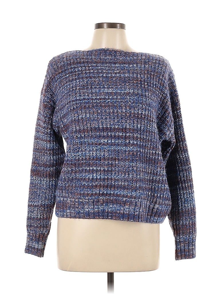 Old Navy Marled Tweed Color Block Blue Pullover Sweater Size L - photo 1
