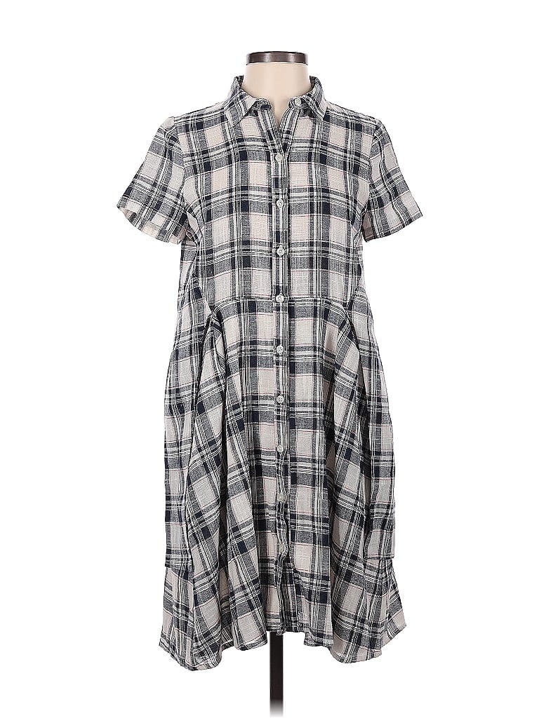 11.1. Tylho 100% Rayon Checkered-gingham Grid Plaid Gray Casual Dress Size XS - photo 1