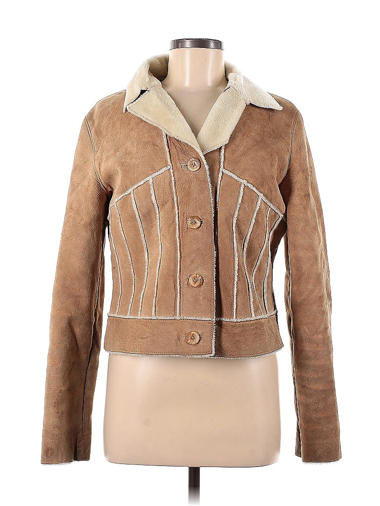 Revue 100% Leather Tan Leather Jacket Size 8 - photo 1