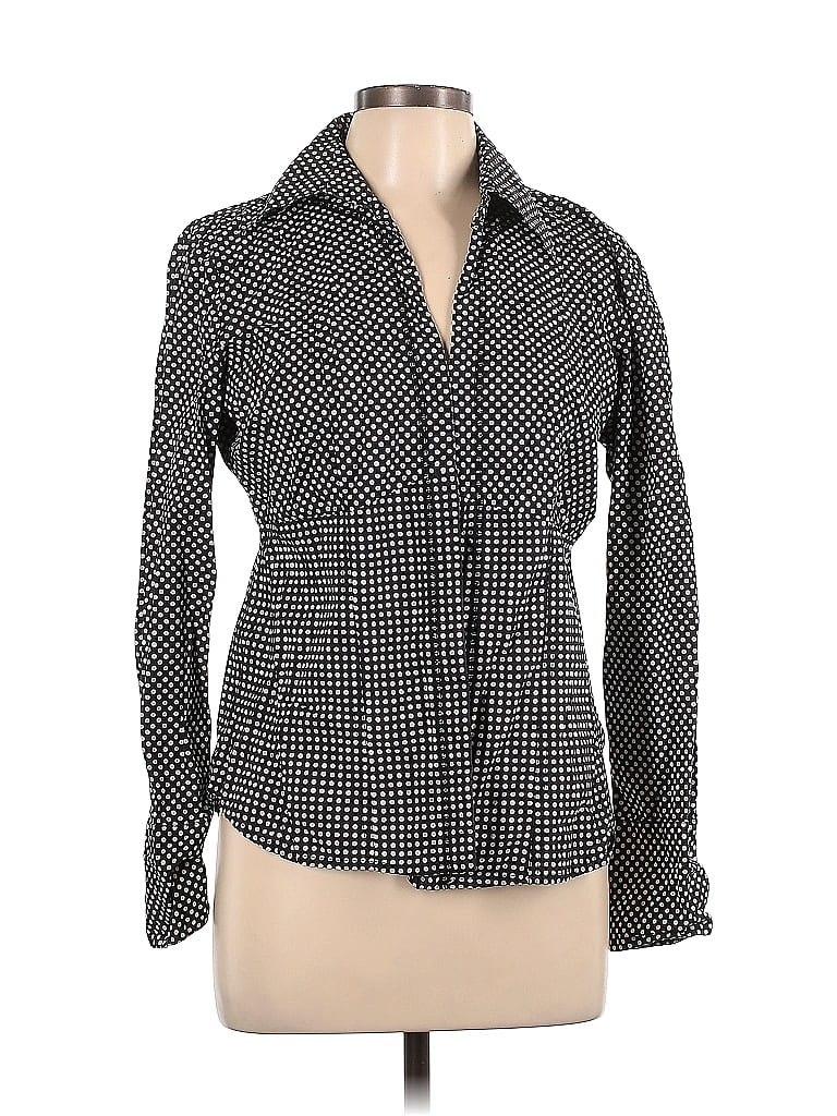 The Limited 100% Cotton Houndstooth Checkered-gingham Polka Dots Black Long Sleeve Button-Down Shirt Size L - photo 1