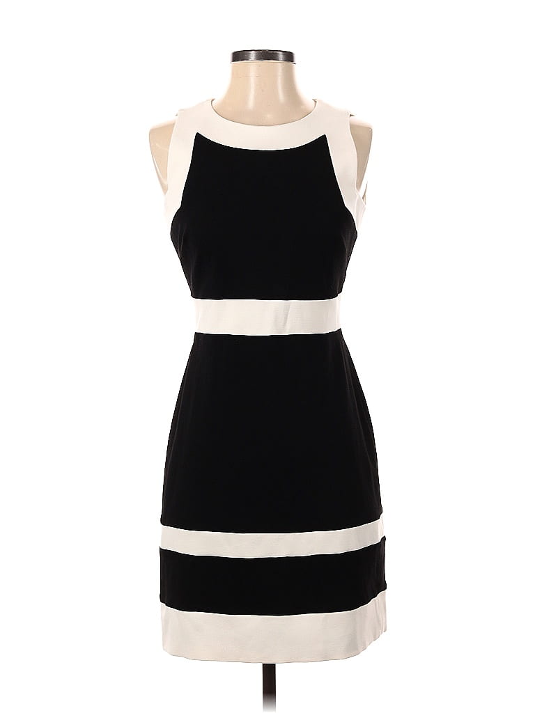 White House Black Market Stripes Color Block Black Casual Dress Size 0 - photo 1