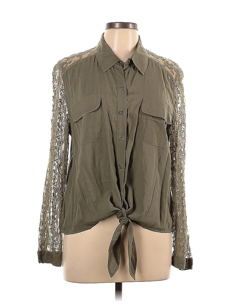 Chico's 100% Rayon Green Long Sleeve Blouse Size Lg (2) - photo 1