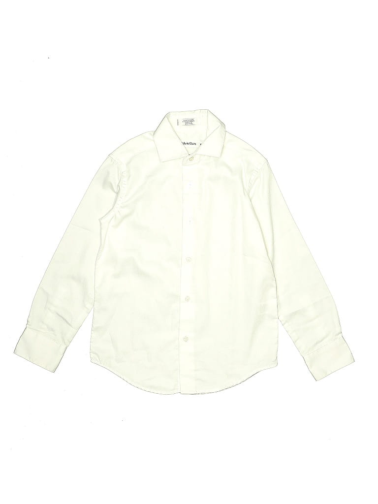 Calvin Klein Solid White Long Sleeve Button-Down Shirt Size 8 - photo 1