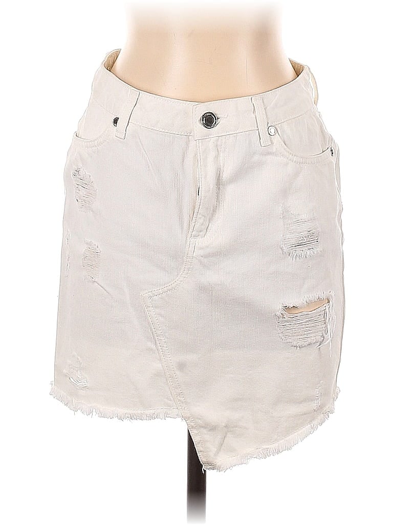 Pre-owned Silvian Heach Denim Skirt In White