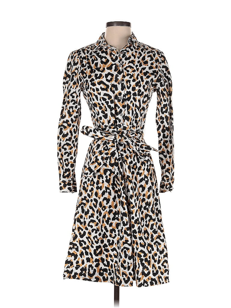 J.Crew Factory Store Tortoise Animal Print Leopard Print Brown Casual Dress Size 2 - photo 1