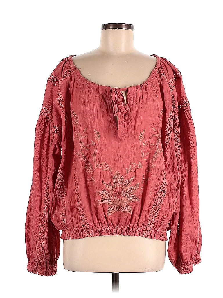 Free People Red Long Sleeve Blouse Size M - photo 1