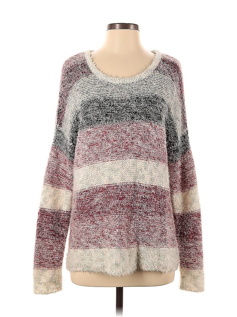 Matty M Marled Tweed Stripes Color Block Ombre Burgundy Pullover Sweater Size XS - photo 1