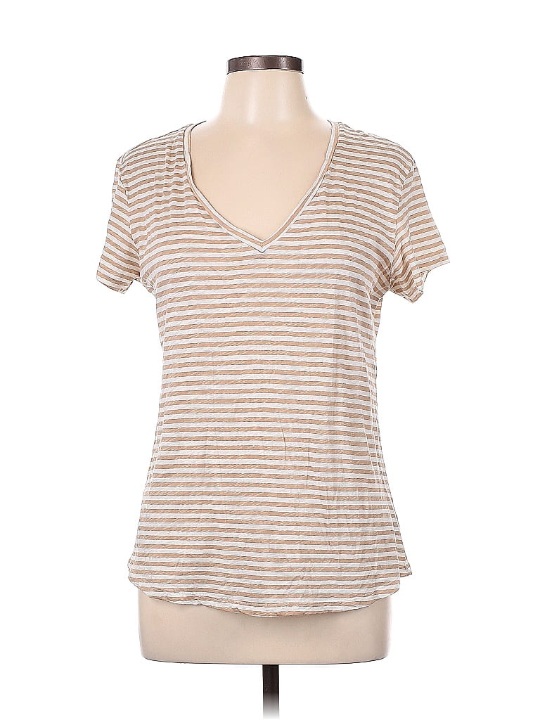 Amour Vert Stripes Tan Short Sleeve T-Shirt Size L - photo 1