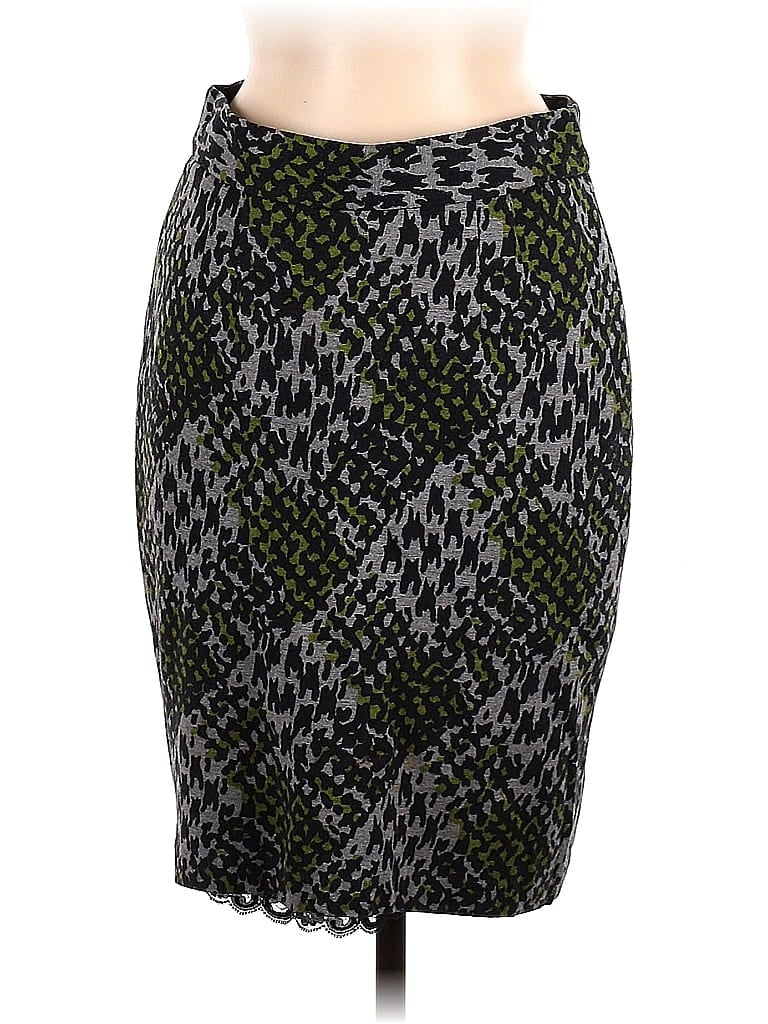 Trina Turk Houndstooth Jacquard Marled Snake Print Argyle Grid Tweed Fair Isle Brocade Graphic Green Casual Skirt Size 6 - photo 1
