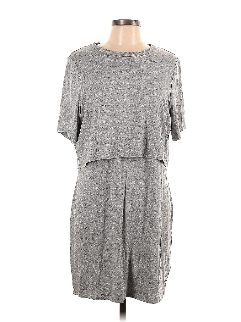 Topshop Marled Solid Gray Casual Dress Size 12 - photo 1
