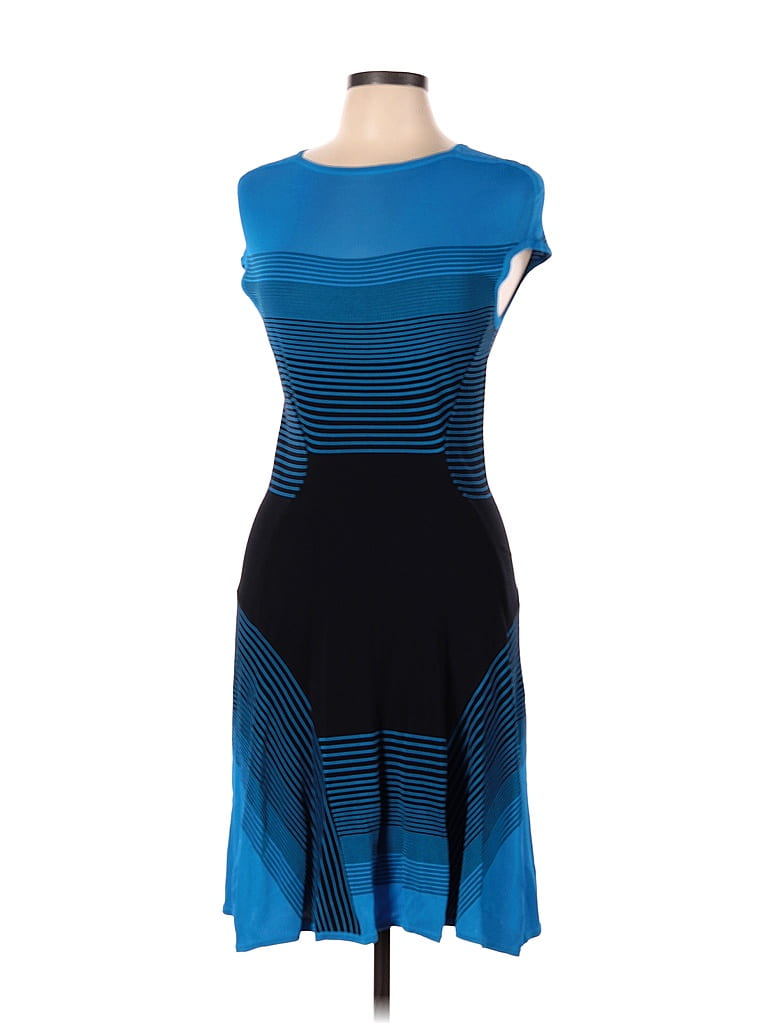 Ohne Titel Graphic Stripes Color Block Blue Casual Dress Size L - photo 1