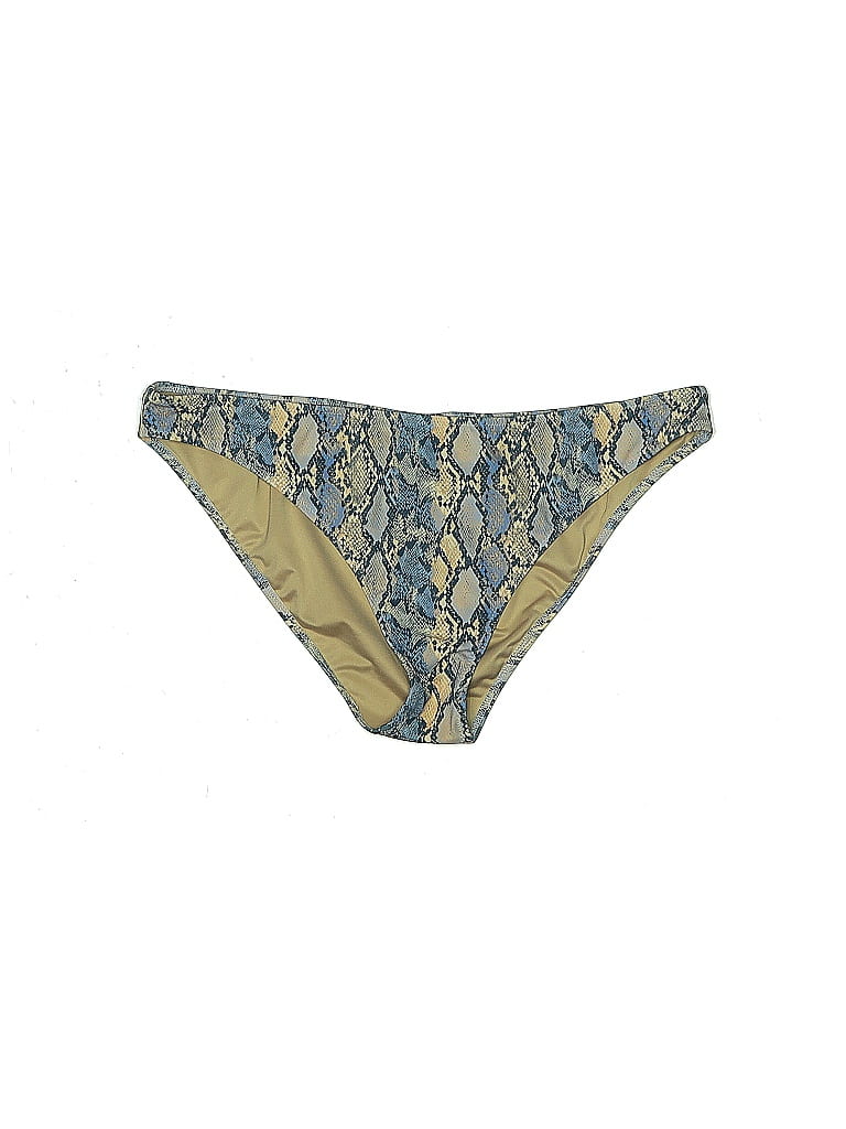 Shade & Shore Snake Print Acid Wash Print Damask Paisley Baroque Print Batik Brocade Gold Swimsuit Bottoms Size L - photo 1