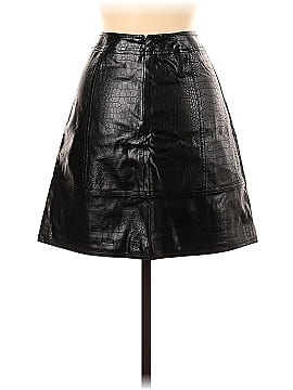 Pure Navy Faux Leather Skirt (view 2)