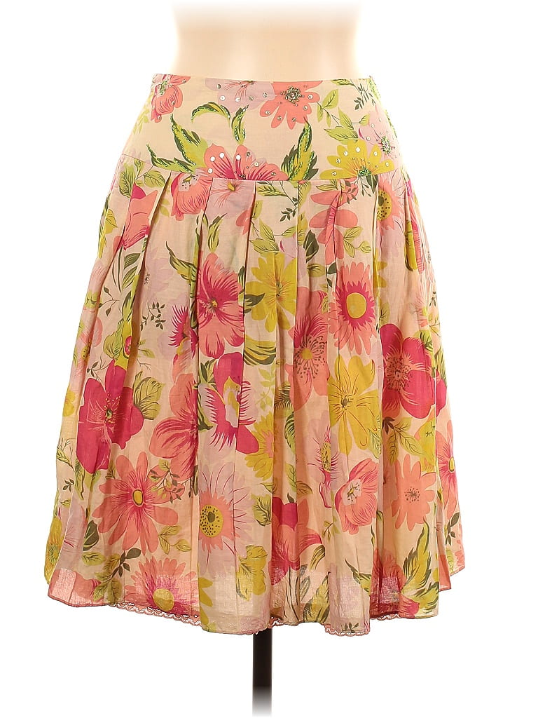 ECI 100% Cotton Floral Motif Floral Tropical Pink Casual Skirt Size 12 (Petite) - photo 1