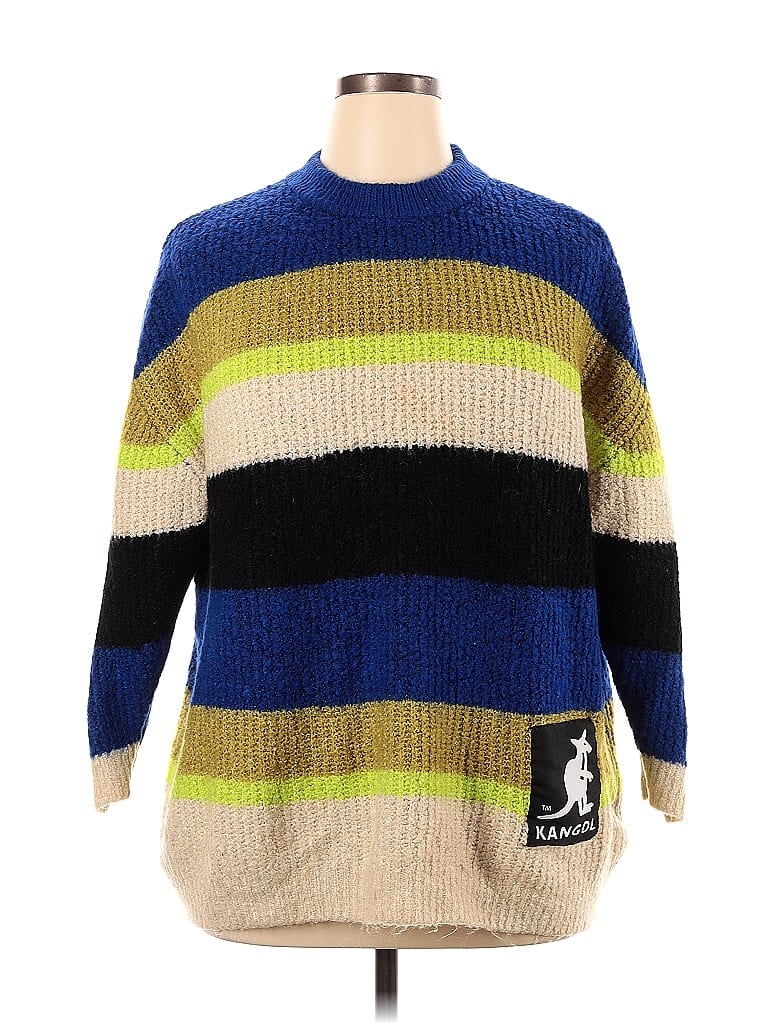 Kangol Stripes Color Block Blue Pullover Sweater Size XL - photo 1